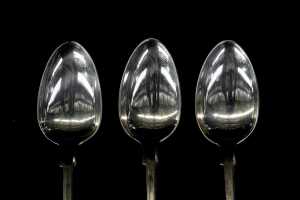 Set of five William IV English sterling silver teaspoons, weight 130g - 2