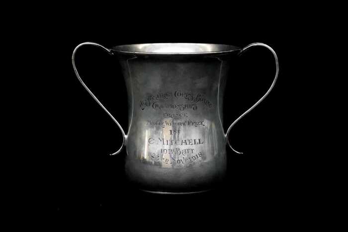 English sterling silver post WWI Australian Corps Boxing Championships twin handled trophy