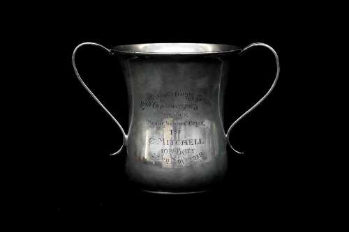 English sterling silver post WWI Australian Corps Boxing Championships twin handled trophy