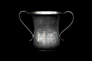 English sterling silver post WWI Australian Corps Boxing Championships twin handled trophy
