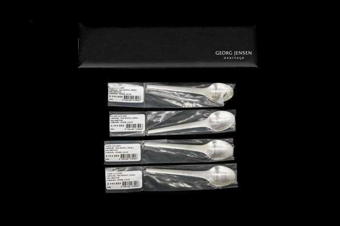 Georg Jensen Caravel sterling silver set of four teaspoons. Weight 109g.