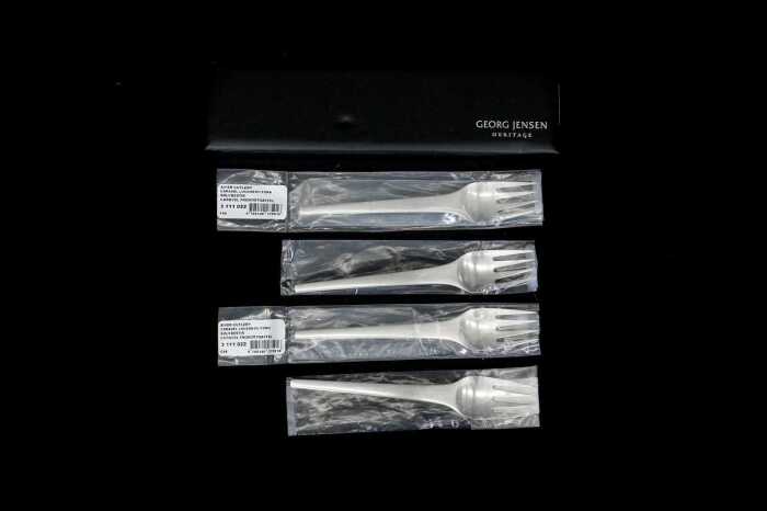Georg Jensen Caravel sterling silver luncheon forks for four. 219g.