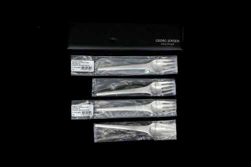 Georg Jensen Caravel sterling silver luncheon forks for four. 219g.