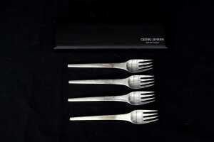 Georg Jensen Caravel sterling silver dinner forks for four. 230g.
