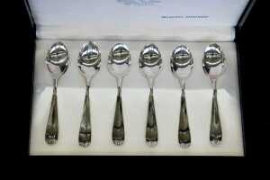 Italian 800 silver set of six teaspoons. 95g weight. - 2