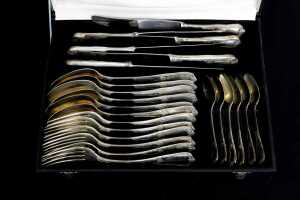 Russian Soviet 875 silver flatware service for six, weight 1071g excluding knives - 2