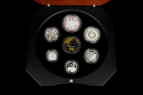 2008 Year fine silver proof six-coin set, 61.62 grams