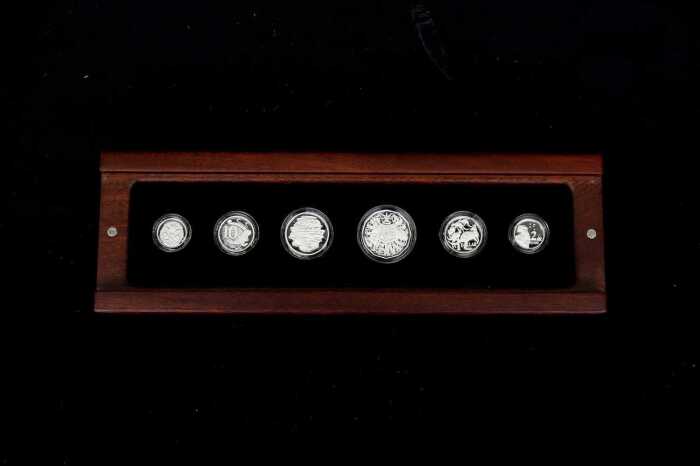 2014 Fine Silver Proof Year six-coin set, 61.62 grams