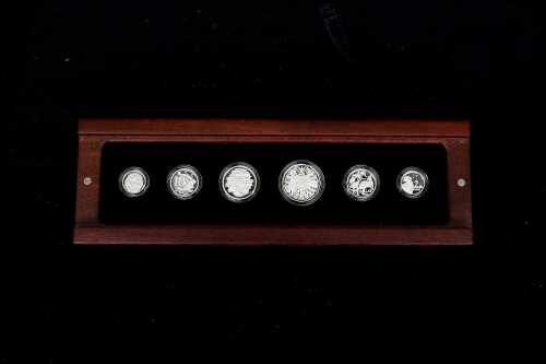 2014 Fine Silver Proof Year six-coin set, 61.62 grams