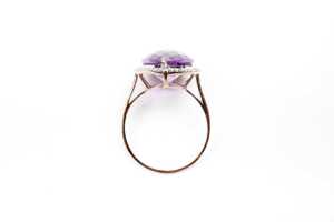 An amethyst and diamond ring in 9 carat yellow gold - 4