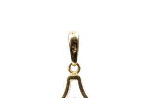 A semi baroque pearl pendant in 14 carat yellow gold - 2