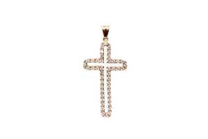 A cubic zirconia cross in 9 carat yellow gold