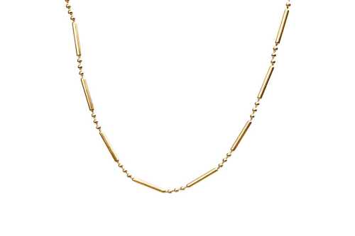 An Italian fancy link necklace in 9 carat yellow gold