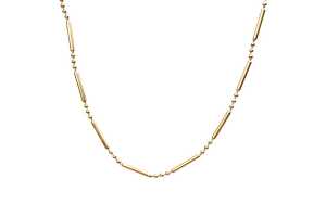 An Italian fancy link necklace in 9 carat yellow gold