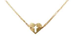 A double strand heart and cross bracelet in 18 carat yellow gold - 2