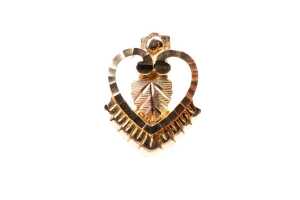 a pair of heart and leaf design earrings in 14 carat yellow gold - 2