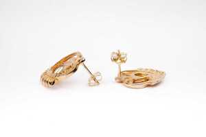 a pair of heart and leaf design earrings in 14 carat yellow gold - 3