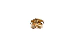 a pair of heart and leaf design earrings in 14 carat yellow gold - 4