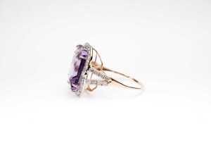 An amethyst and diamond ring in 14 carat yellow gold - 3