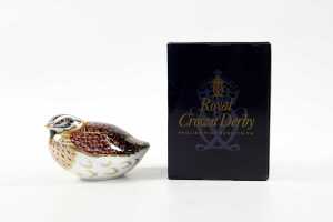 Royal Crown Derby Dappled Quail porcelain figure in original box - 4