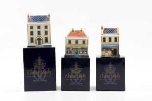 Three Royal Crown Derby porcelain miniature house figures in original boxes - 5