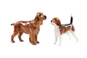 Beswick 'Beagle Wendover Billy and Cocker Spaniel' porcelain dog figures