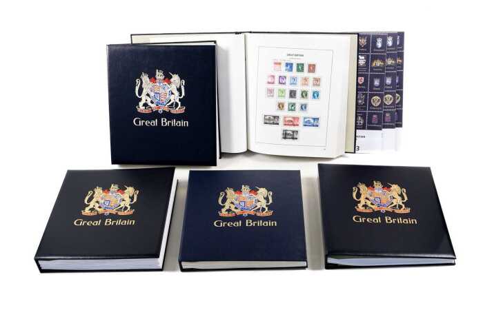 Great Britain stamp collection in five Davo albums with slip cases