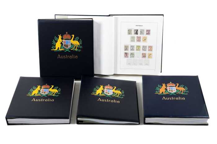 Australian stamp collection in five Davos albums with slip cases