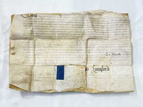 Antique will of Thomas Langford handwritten on vellum, 1733