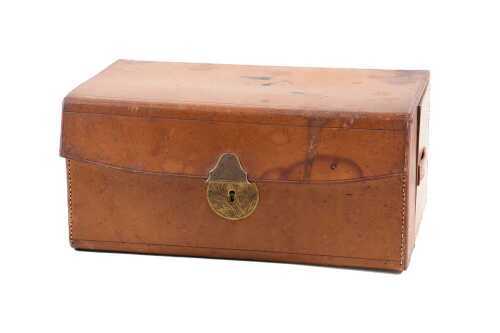 Vintage homeopathic medical kit in leather carry case