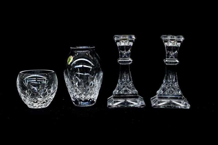 Three Waterford Crystal 'Lismore' pieces in original boxes