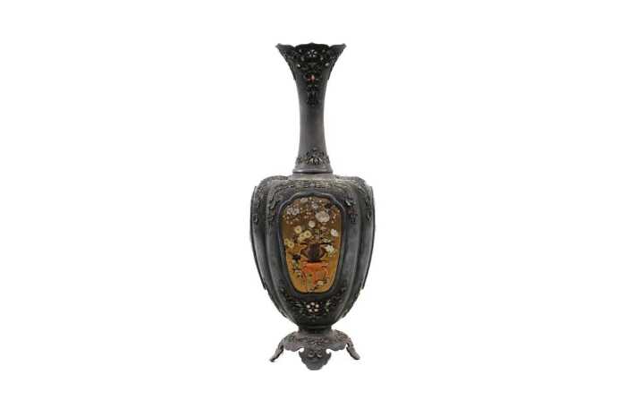 Antique Japanese silver vase