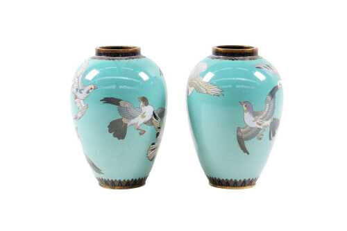 Pair of Japanese cloisonne vases