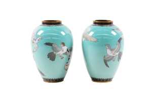 Pair of Japanese cloisonne vases