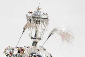 Sri Lankan elephant figure with silver overlay supporting a shrine - 5