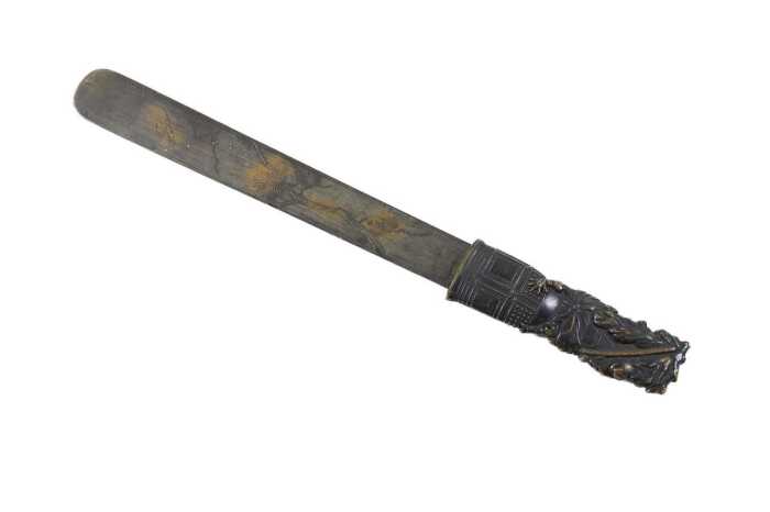 Antique Japanese Meiji period bronze book or paper knife
