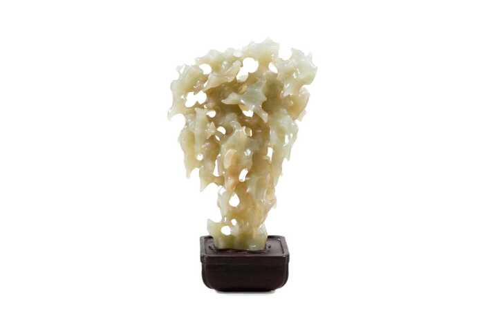 Chinese carved green jade scholar's rock