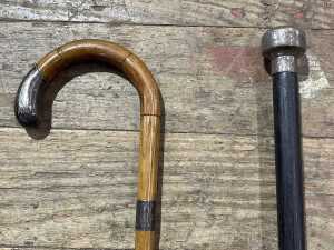 Four antique timber walking sticks - 3