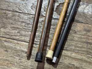 Four antique timber walking sticks - 4
