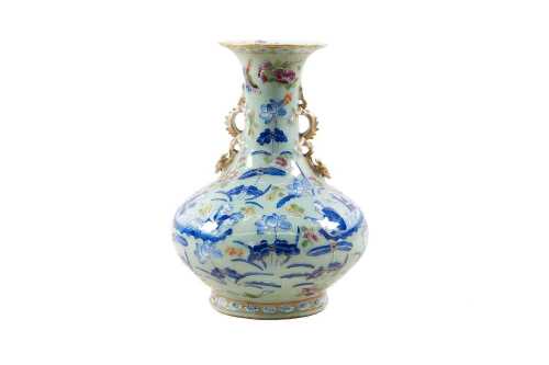 Chinese porcelain twin handled vase