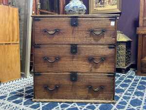 Korean elm and pine chest of three drawers
