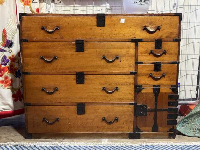 Japanese pine tansu chest