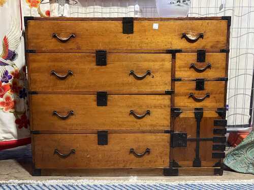 Japanese pine tansu chest