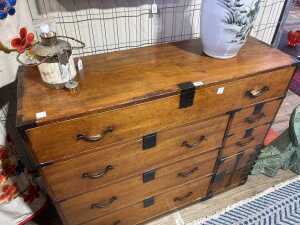 Japanese pine tansu chest - 2
