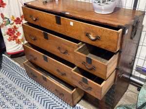 Japanese pine tansu chest - 3