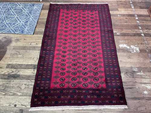 Persian Turkman hand knotted wool rug, 201 x 121cm