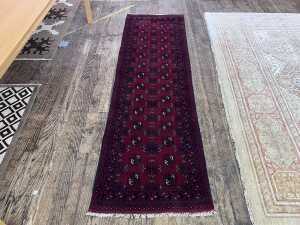 Afghan Turkman hand knotted wool hall runner rug