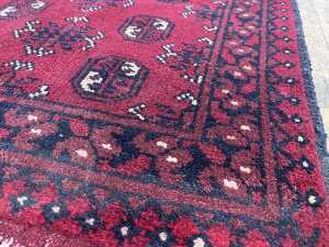 Afghan Turkman hand knotted wool hall runner rug - 3