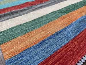 Afghan Kilim hand woven wool rug - 3