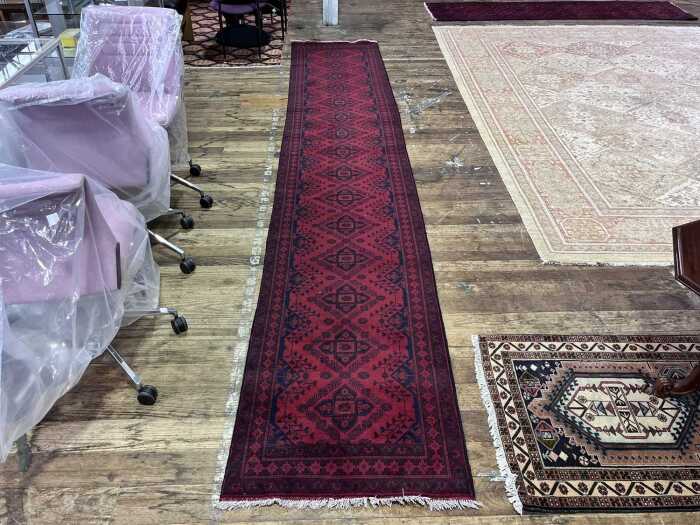 Afghan Khal Mohammadi hand knotted wool hall runner rug